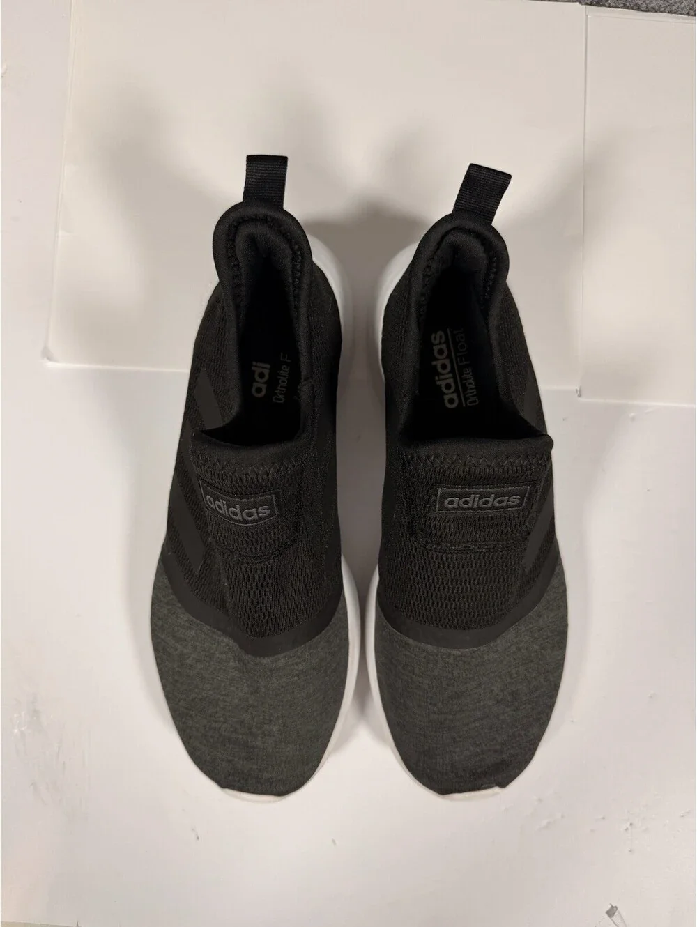Women ADIDAS Cloudfoam Easy Slip-On No-Tie Sneakers Black/White Comfort Size 7